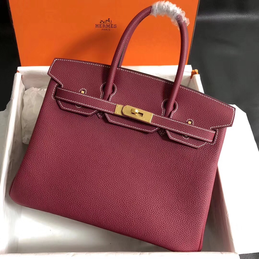 Hermes Birkin 35CM Togo Leather Handbag Burgundy